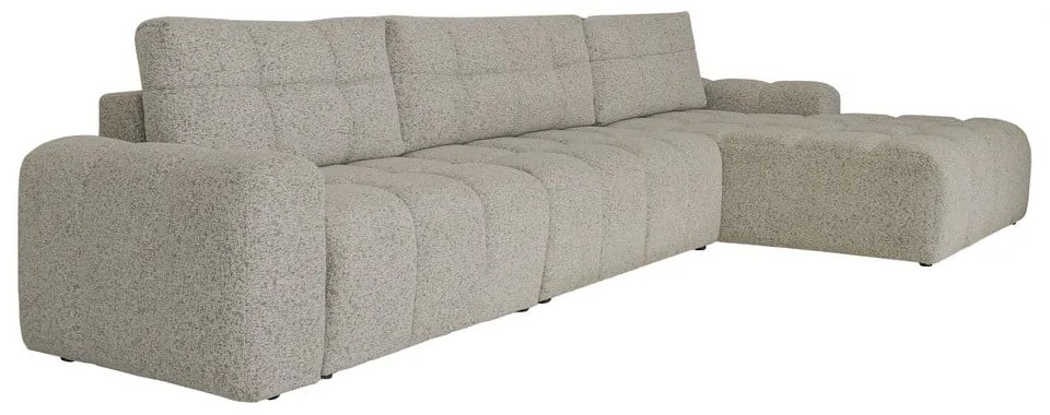 Divano angolare componibile marrone chiaro allungabile/con contenitore (con penisola a destra) Lulu – Miuform