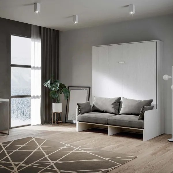 Letto matrimoniale a scomparsa 160 cm Bianco Frassino KENTARO SOFŔ