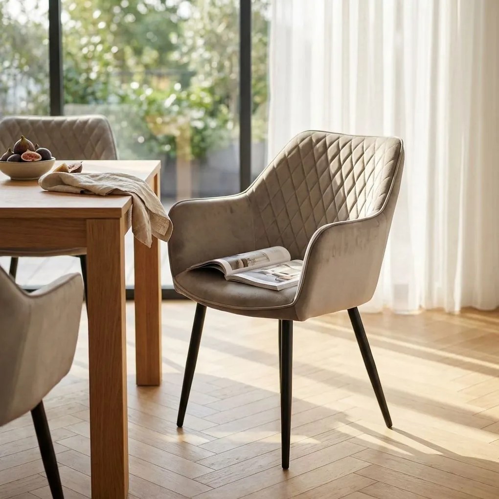 CARA - poltrona imbottita per sala da pranzo in velluto