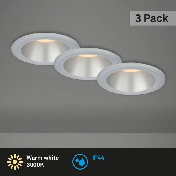 Briloner 7041-034-SET 3x Lampada LED da incasso per bagni LED/4,9W/230V argento