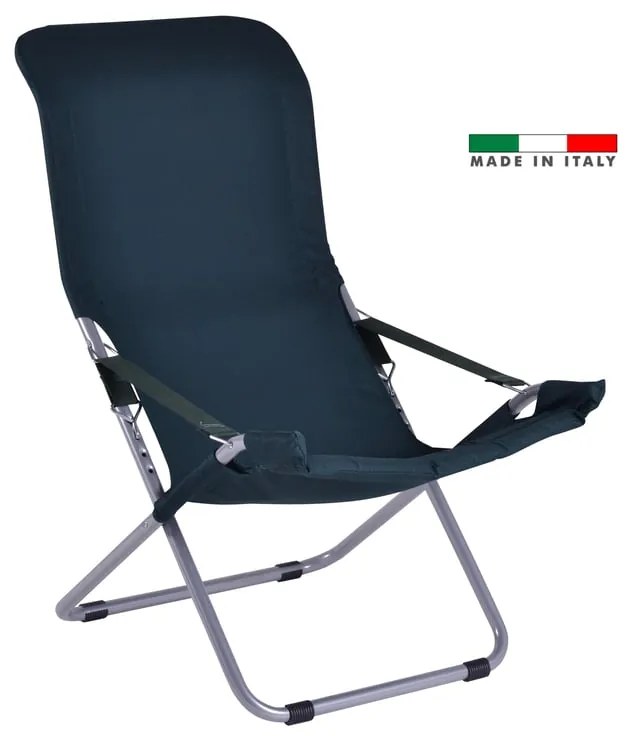 Sedia a sdraio da giardino in acciaio con braccioli pieghevole Comfort FIAM, seduta in poliestere verde