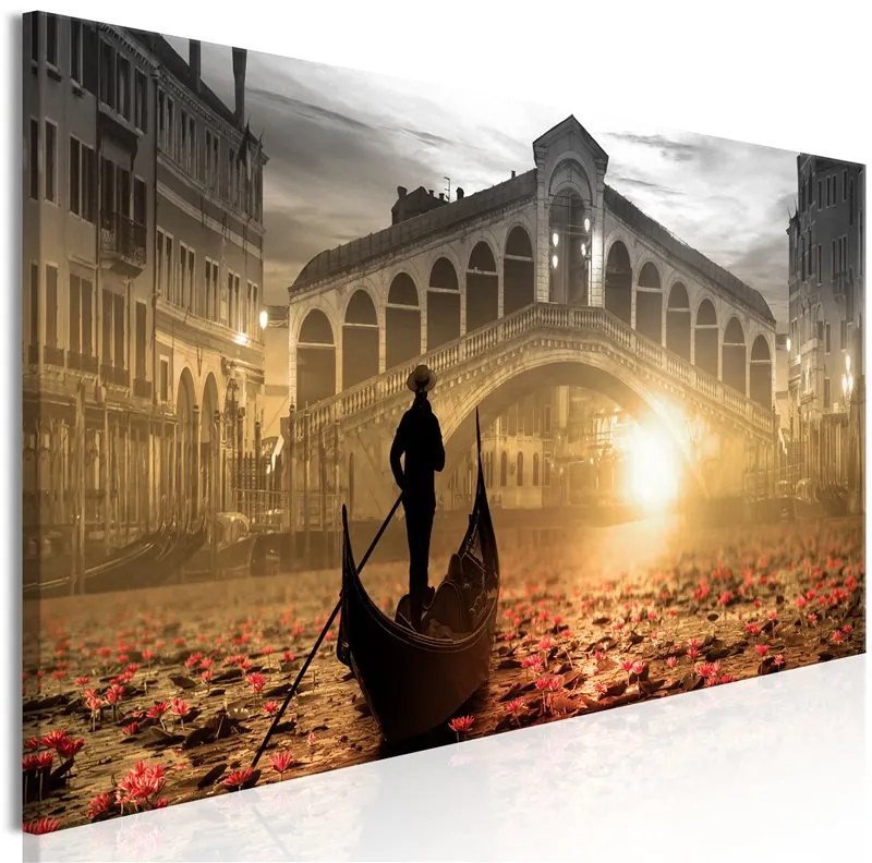 Quadro Magic Venice (1 Part) Narrow Orange  Colore Arancione, Dimensioni e Misure 150x50