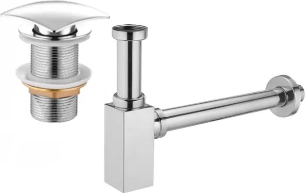 Mexen mezzerosso lavabo quadrato con tappo clic-clac, senza troppo pieno, cromo - 7991660-00