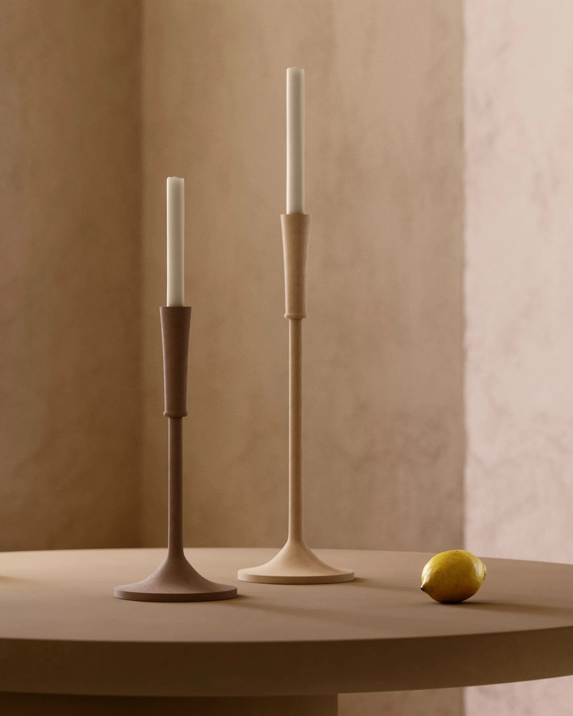 Kave Home - Portacandele Rupit in alluminio beige