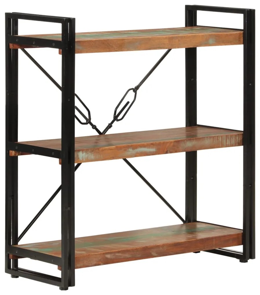 Libreria 3 Livelli 77x30x80 Cm Legno Massello Recupero E Ferro /