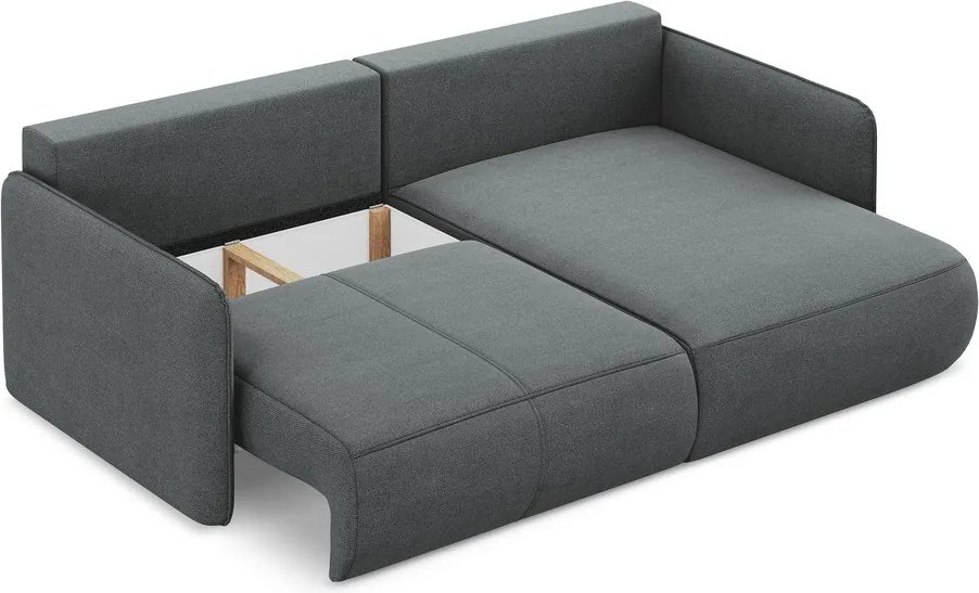 Divano angolare grigio allungabile/con contenitore (con penisola a destra) Nanea – Makamii