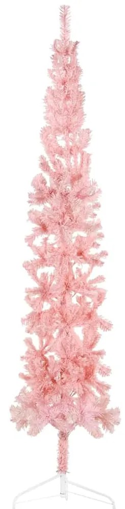 Albero Natale Artificiale Sottile A Metà E Supporto Rosa 240 Cm /