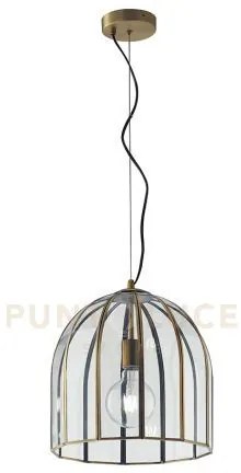 Lampadario a sospensione chester vetro trasparente e metallo ottone...