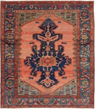 Antik Stilizzato Salmone Blu 175x185 Cm