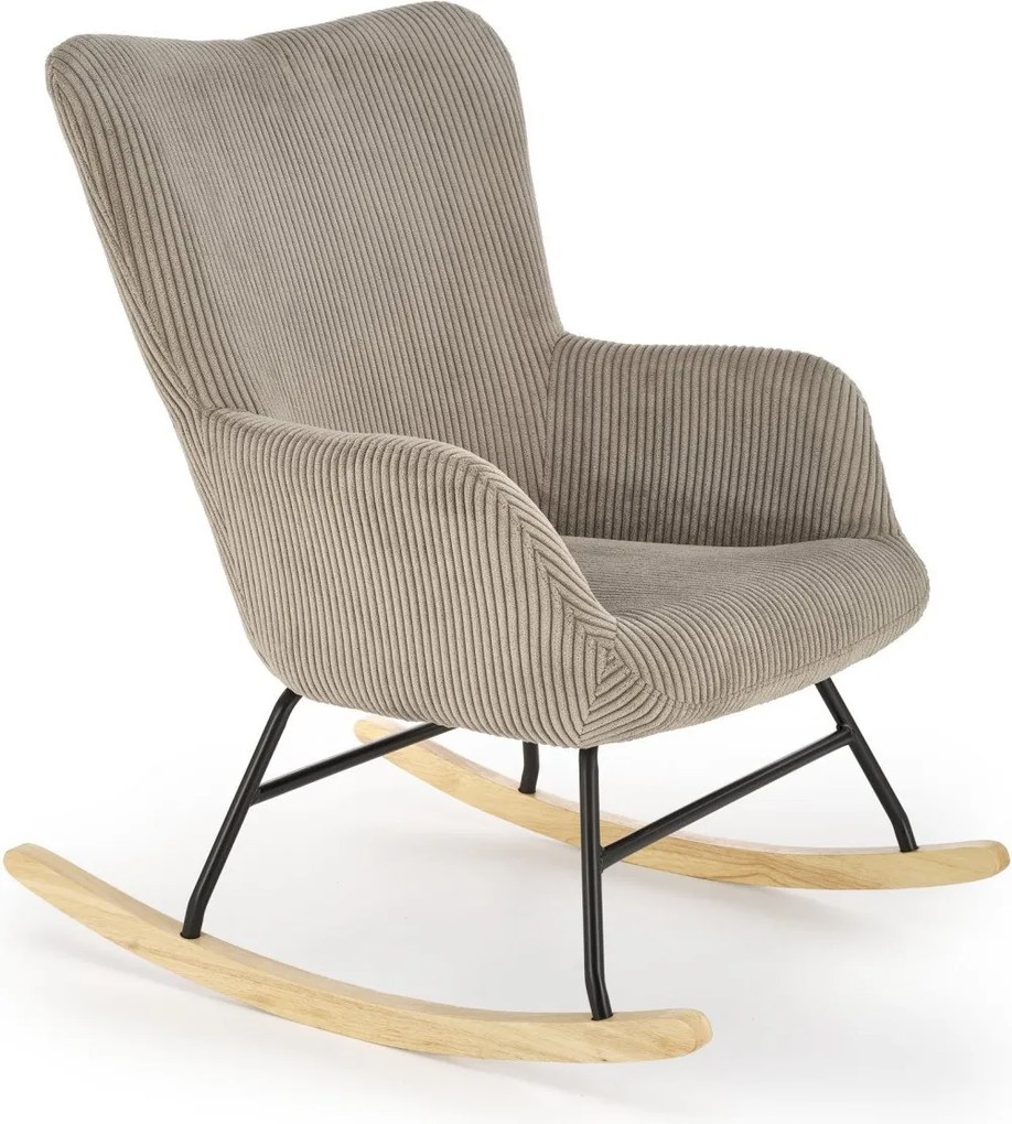 Poltrona a dondolo Belmiro in velluto grigio - H92 cm