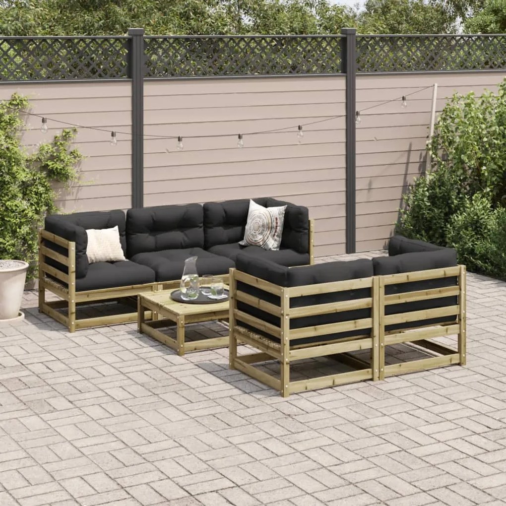 Set divani da giardino 6 pz in legno impregnato di pino