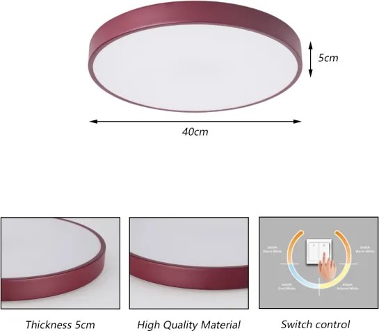 Brilagi-LED Plafoniera POOL LED/48W/230V 3000/4000/6000K 40 cm bordeaux