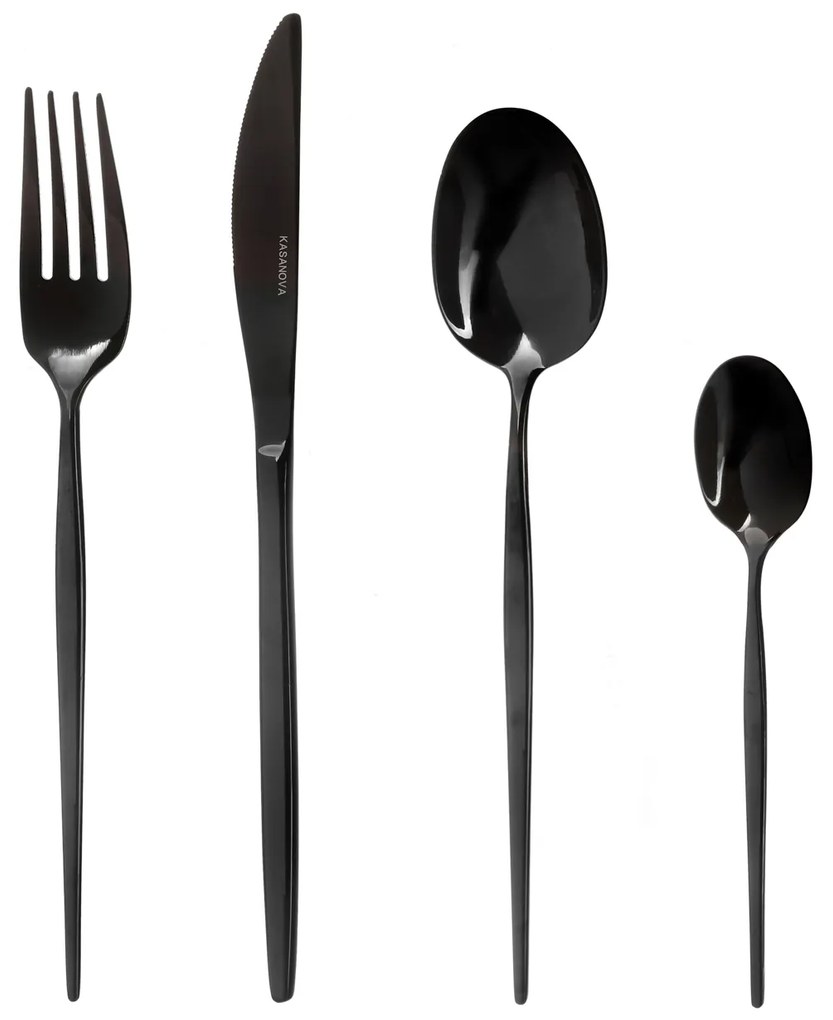 Set 24 posate nere Royal in acciaio inox