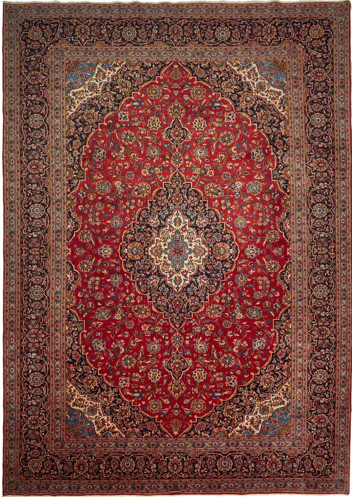 Kashan Tappeto 310 x 430 Rosso (Iran) Annodato A Mano