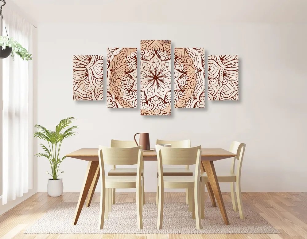 Quadri 5 pezzi – Mandala etnica astratta