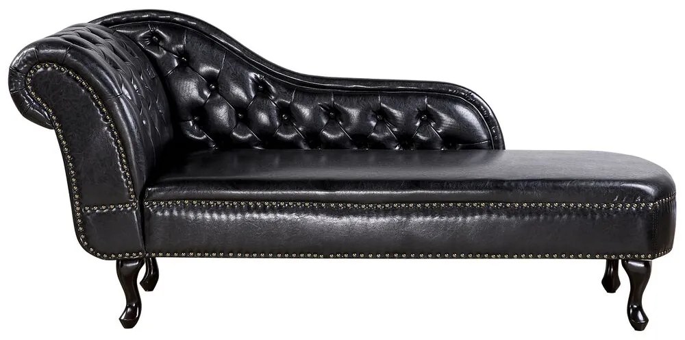 Chaise longue vintage sinistra in pelle sintetica nera NIMES Beliani