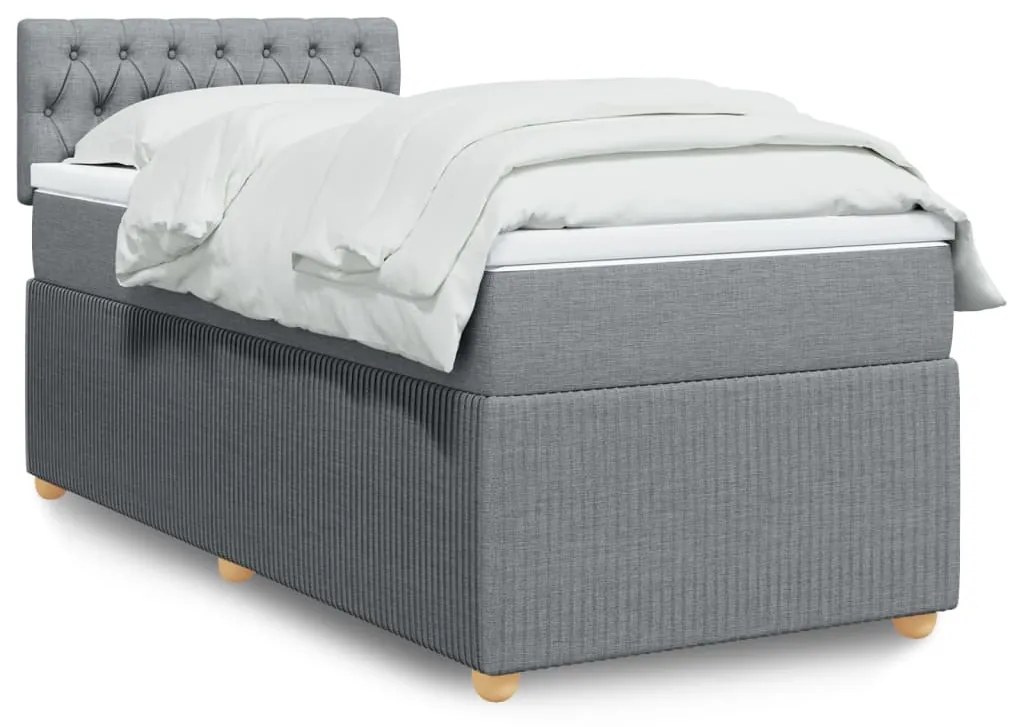 Giroletto A Molle Con Materasso Grigio Chiaro 80x200 Cm Tessuto /