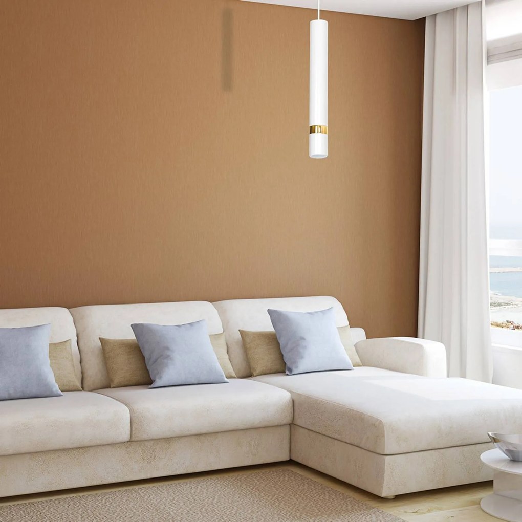 Eko-Light Lampada a sospensione Joker, bianco/oro, 1 luce