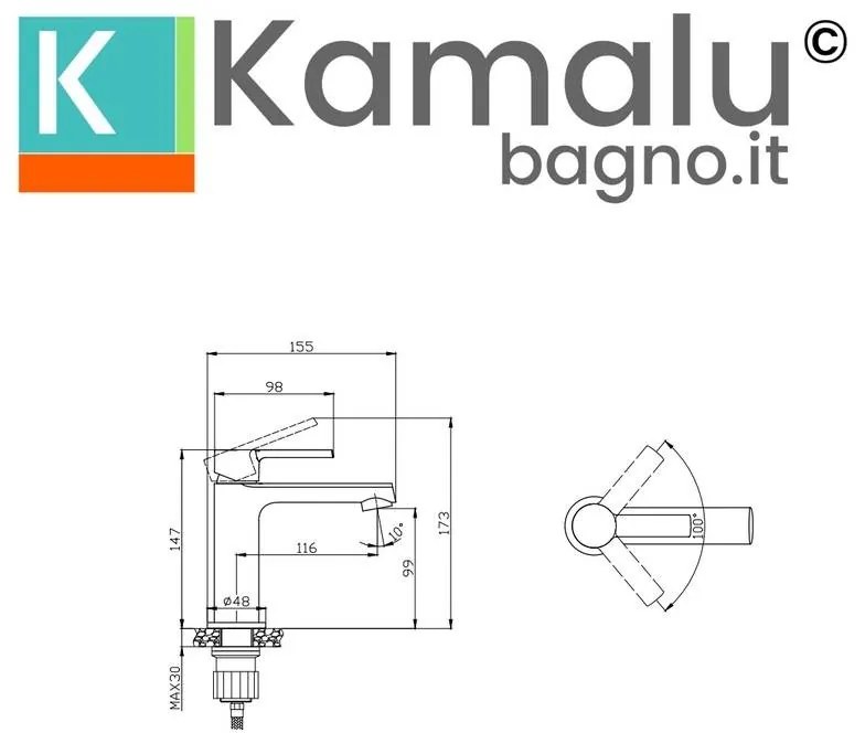 Kamalu - miscelatore lavabo monocomando finitura lucida | kam-t1000