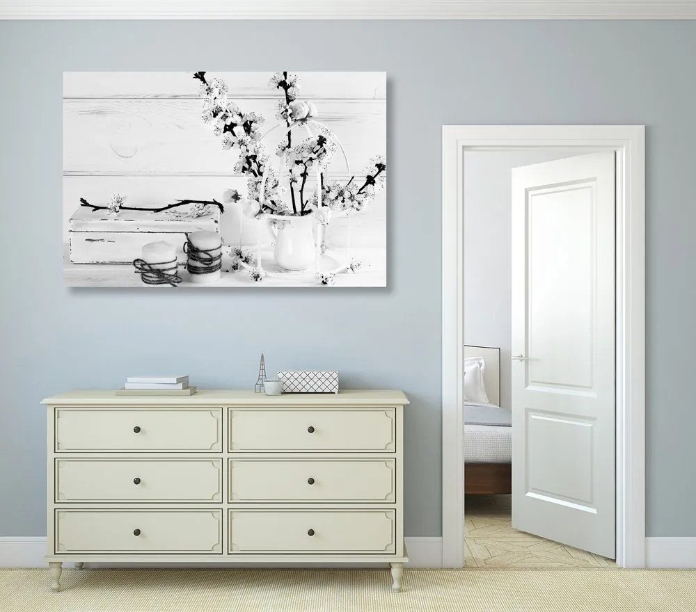 Quadro su tela – Natura morta rustica in bianco e nero