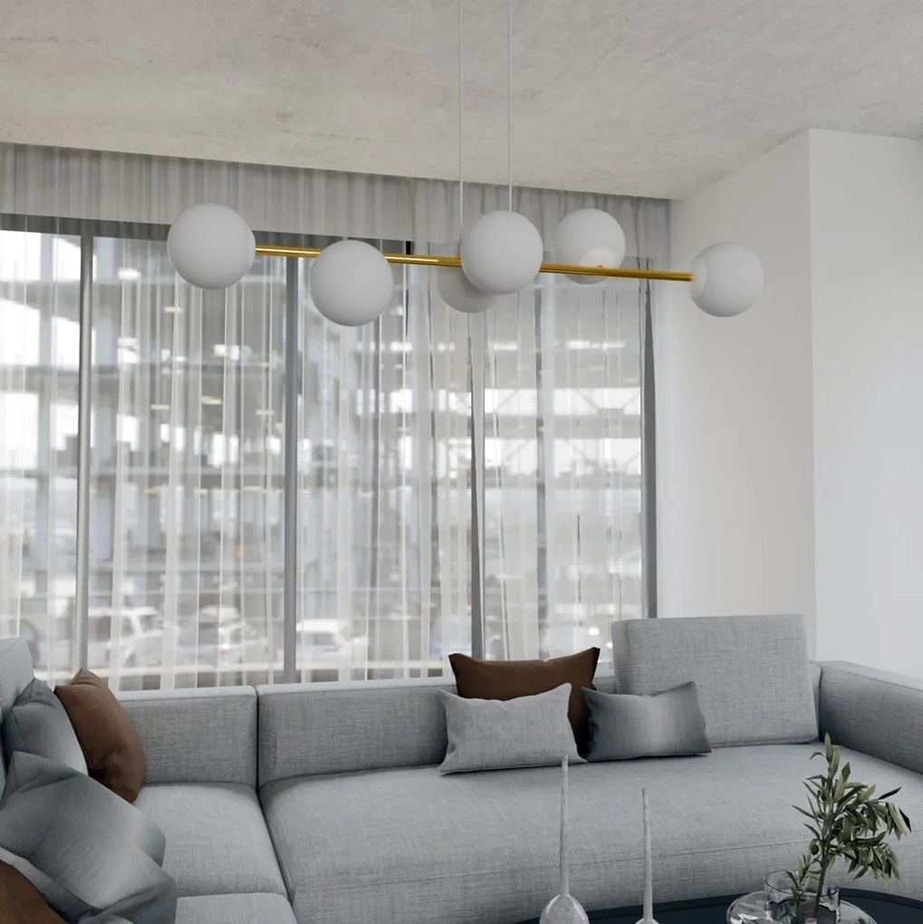 Lampadario a sospensione GRAVITY 6 Nero/Bianco e Oro 6xE14