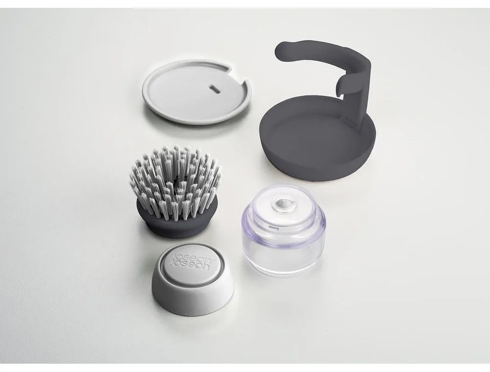 Spazzola grigia con dispenser e supporto Palm Scrub - Joseph Joseph
