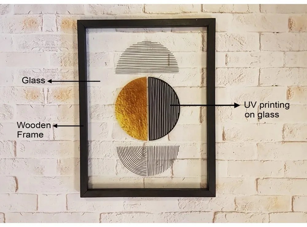 Quadro in vetro in cornice nera Forme II., 32 x 42 cm - Vavien Artwork