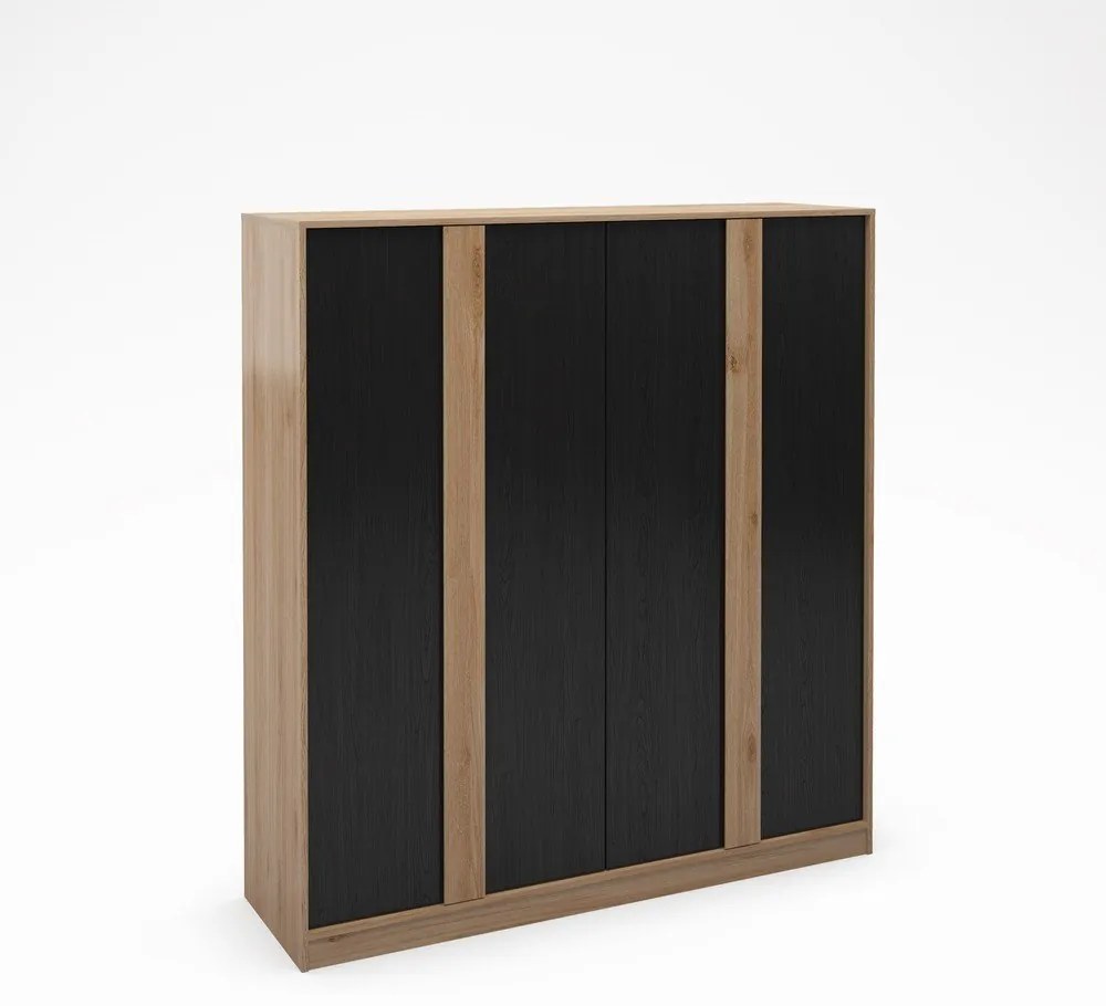 Armadio effetto rovere con decoro nero-naturale 180x197,5x53 cm Dennis - Marckeric