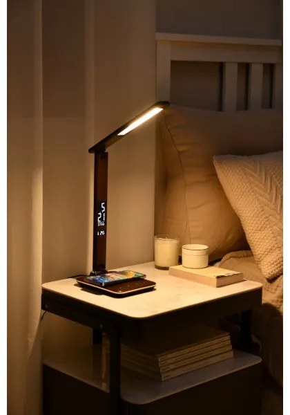 Immax 08975L- Lampada LED dimmergibile con ricarica wireless KINGFISHER LED/8,5W/230V marrone