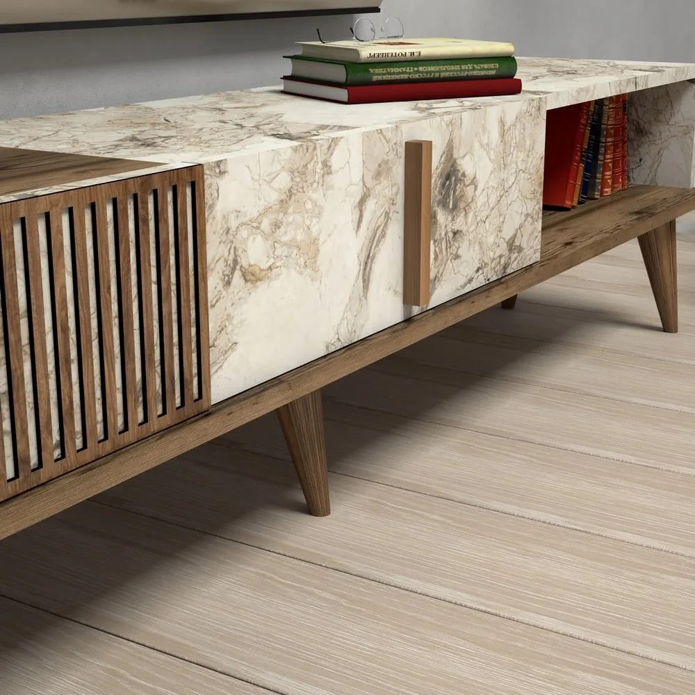 Mobile TV colore naturale in marmo 180x40 cm Milan - Kalune Design