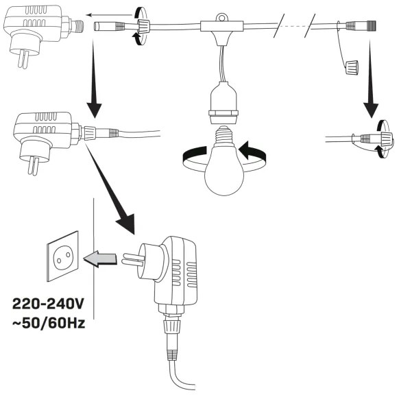 Catena decorativa da esterno LED PARTY NEON 7,6 m 10xE27/0,6W/36V IP44