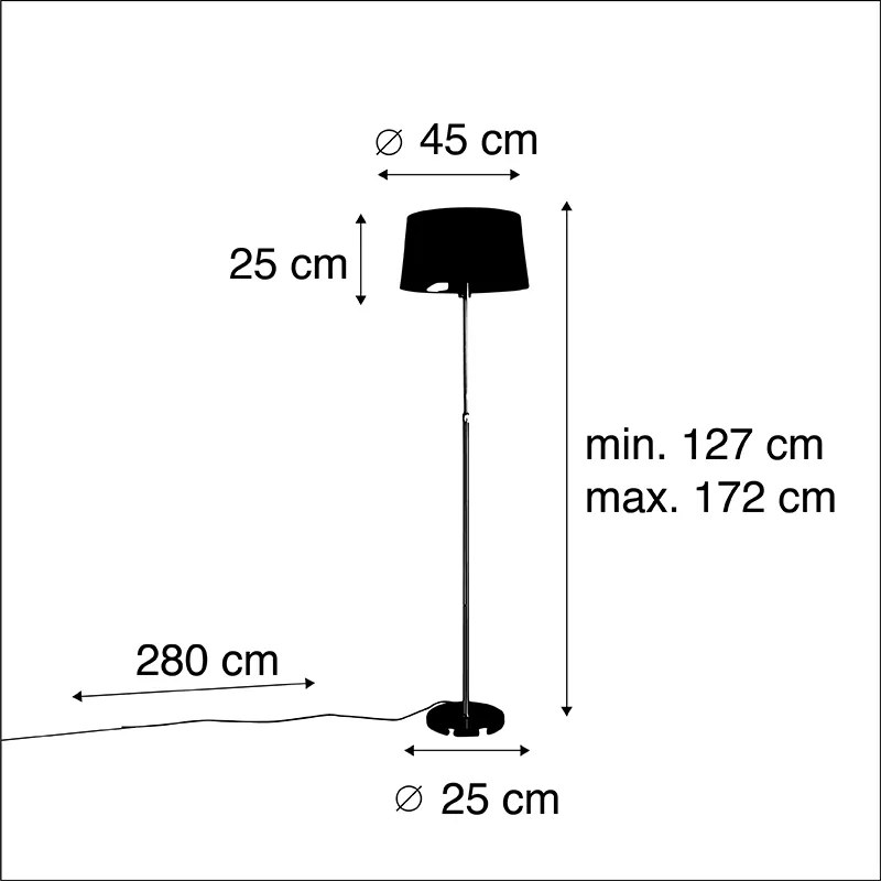 Lampada da terra oro/ottone con paralume nero regolabile 45 cm - Parte