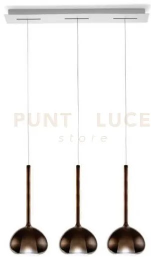 Beba lampadario a sospensione 3 luci lineare vetri piccoli bronzo a...