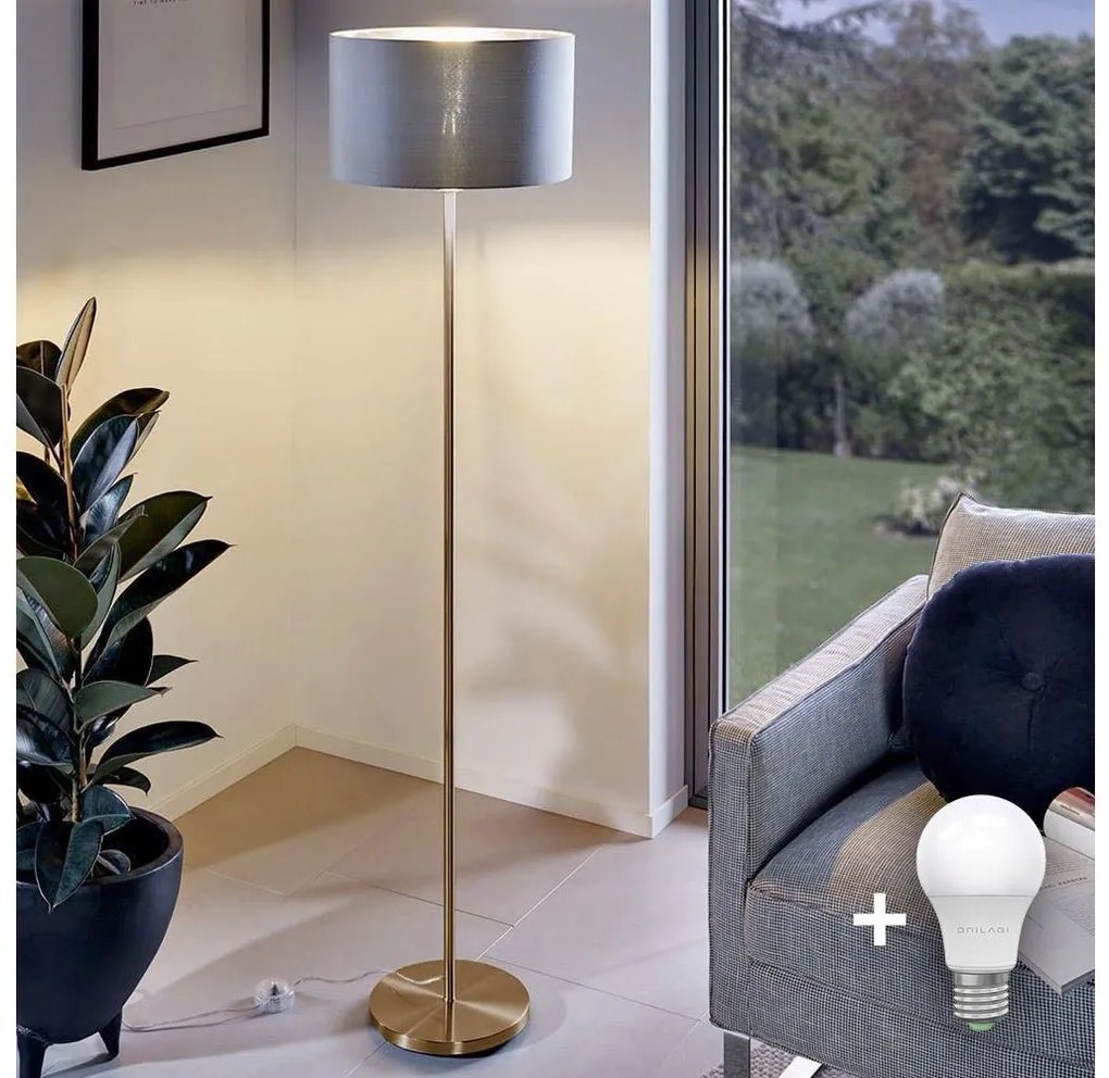 Lampada da terra LED TUNJA 1xE27/20W/230V Ø 30 cm oro/grigio