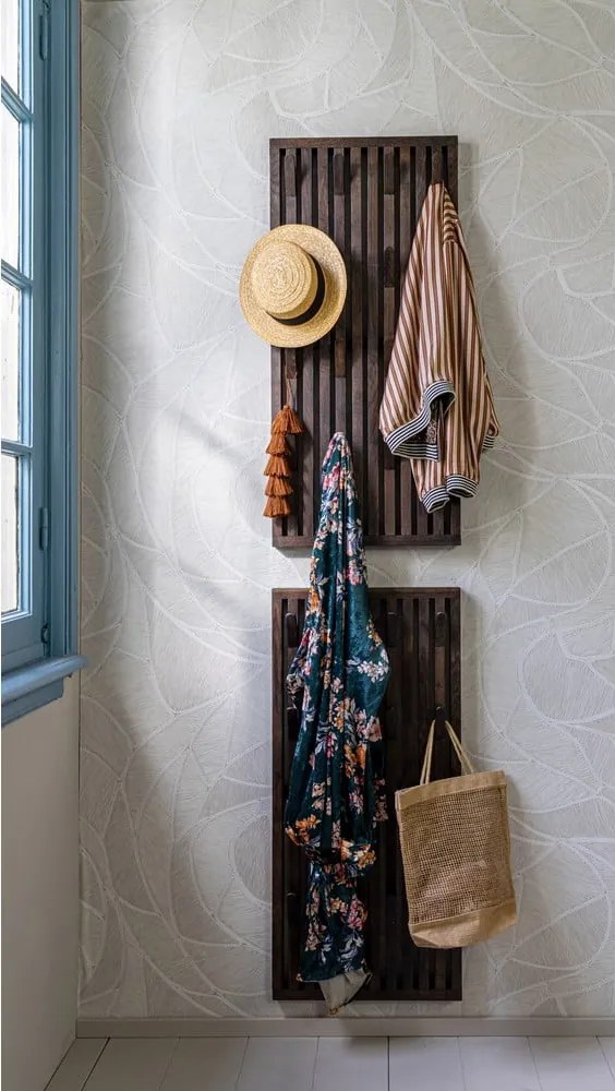 Pannello appendiabiti marrone scuro in rovere massiccio 46x100x8 cm Parco – Spinder Design