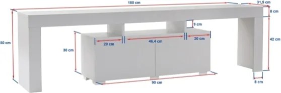 Mobile Porta TV Da Terra 180 Cm A 2 Ante Effetto Legno Dab
