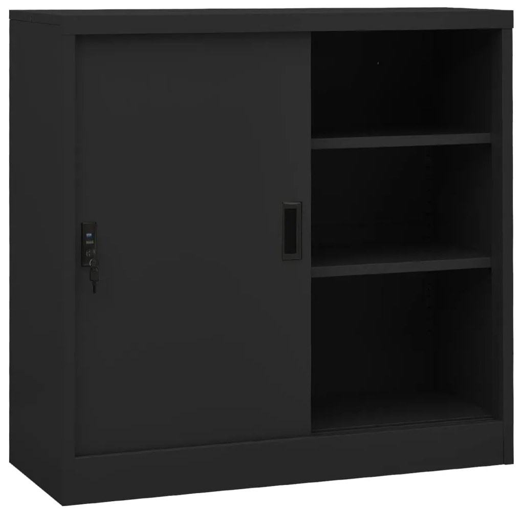Armadio Ufficio Anta Scorrevole Antracite 90x40x90cm Acciaio /
