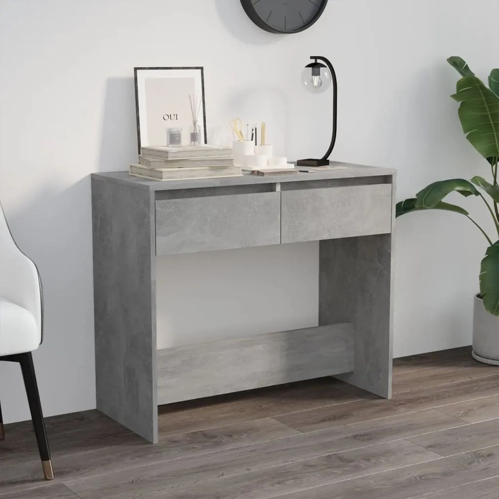 Tavolo Consolle Grigio Cemento 89x41x76,5 Cm İn Acciaio /