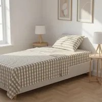 Completo letto singolo quadretti beige