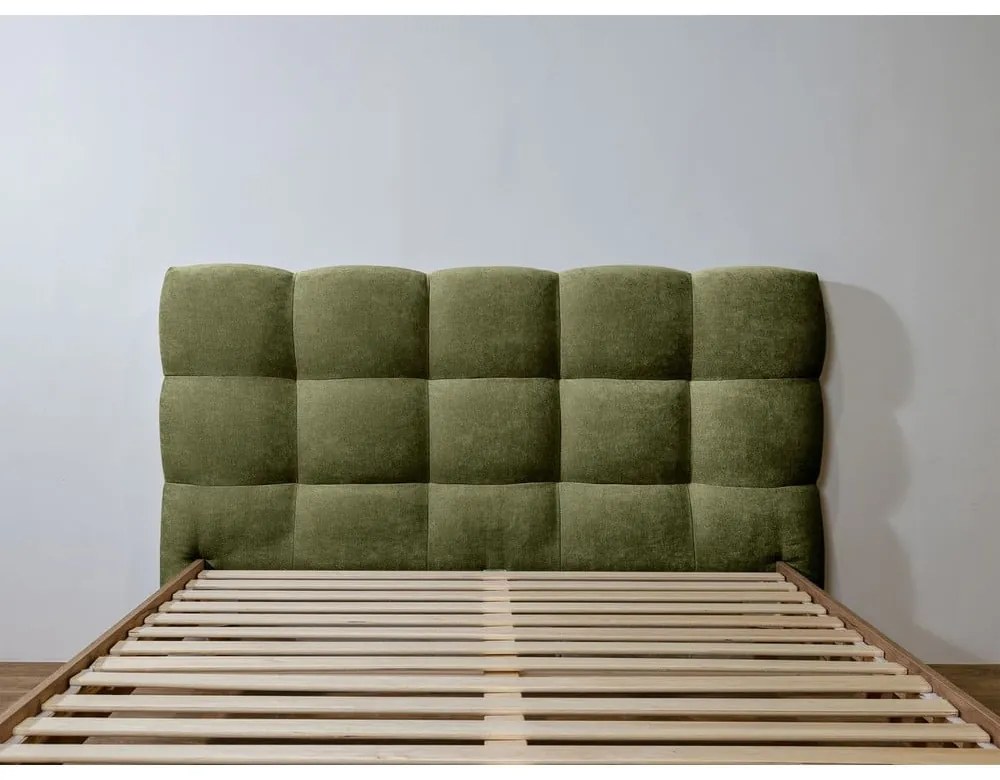 Letto matrimoniale imbottito verde rete inclusa 160x200 cm Kumo - Bobochic Paris