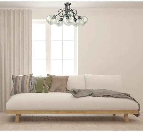 Lampadario a plafone EVIE 5xE27/60W/230V antracite/limpido