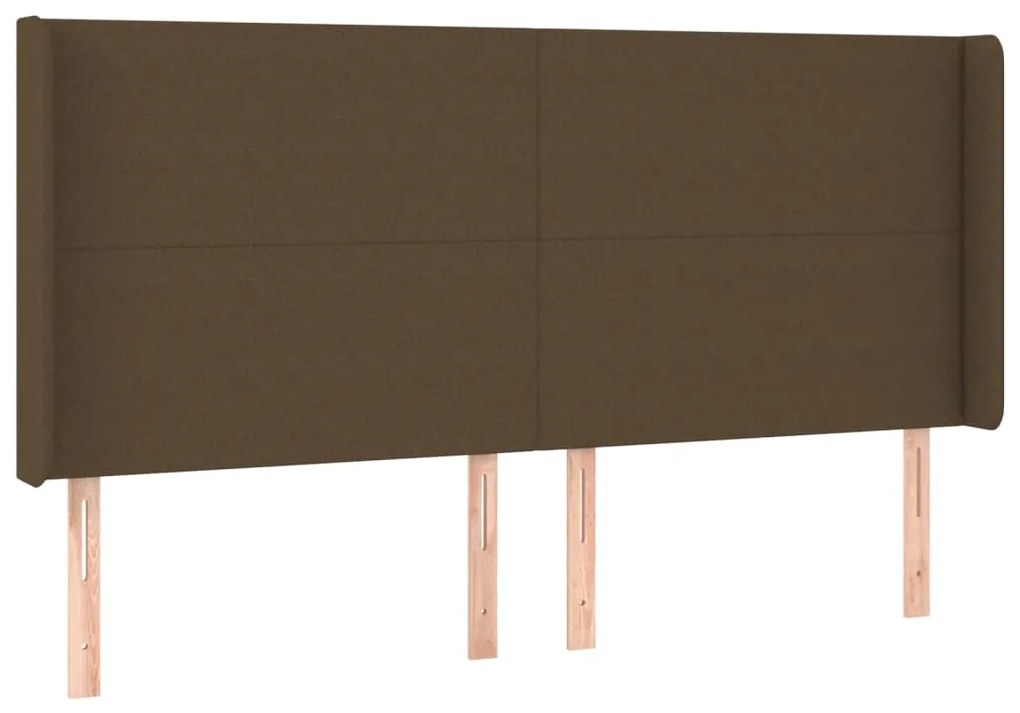 Testiera ad orecchio marrone scuro 203x16x118/128 cm in tessuto
