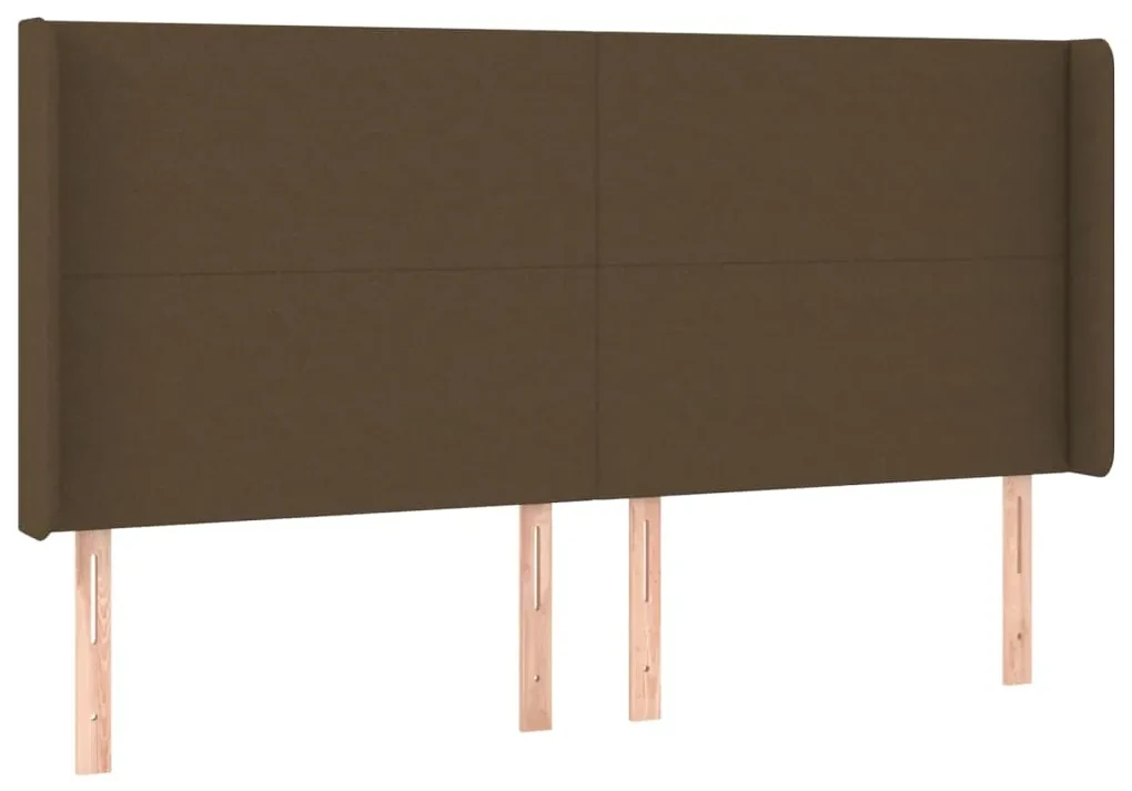 Testiera ad orecchio marrone scuro 203x16x118/128 cm in tessuto