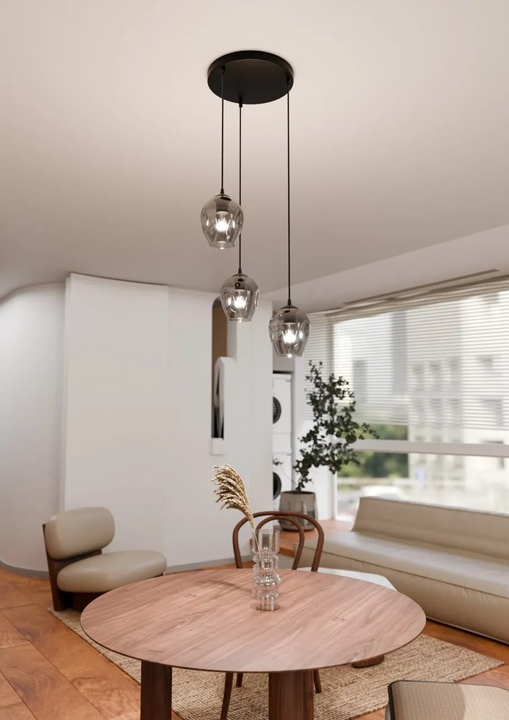 Lampadario a Sospensione in Acciaio e Vetro ISTAR 3 BL PREMIUM 3xE27