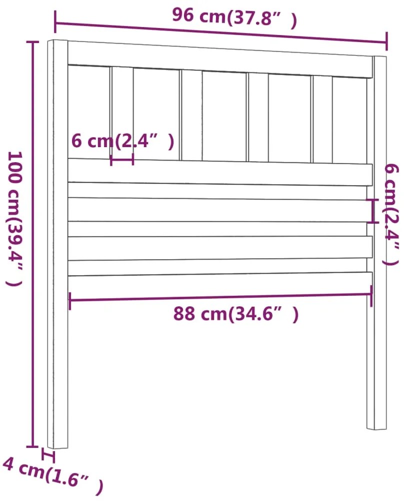 Testiera per letto miele 96x4x100 cm in legno di pino