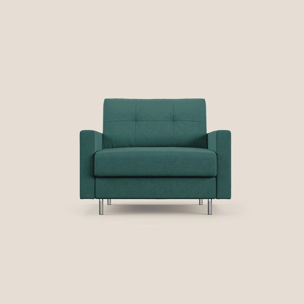 Megan poltrona letto in microfibra smacchiabile T11 petrolio