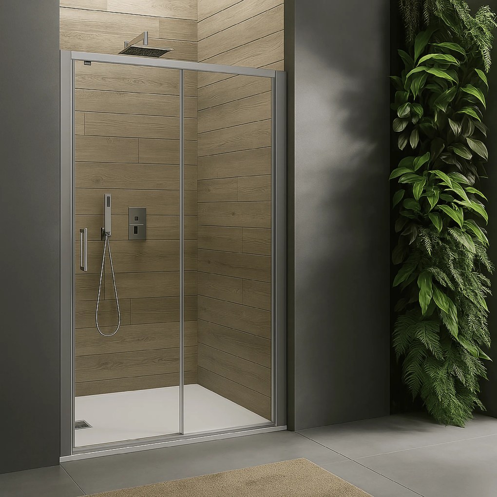 Box Doccia Scorrevole 120 Cm Vanita Docce "Atena" Cromo Lucido/Vetro Trasparente