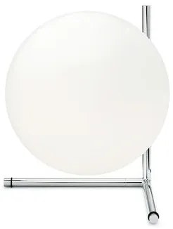 Flos IC Lights Table 2 Low Lampada da tavolo H.35 cm a luce diffusa in vetro opalino bianco e acciaio cromo