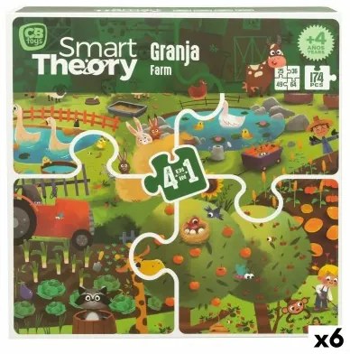 Puzzle per Bambini Colorbaby 4 in 1 174 Pezzi Fattoria 68 x 68 cm (6 Unità)