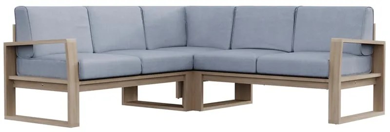 Salotto da giardino Solaris NATERIAL marrone con cuscini in poliestere grigio per 5 persone